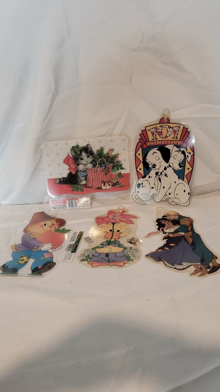 Vintage Window Clings Lot Disney 101 Dalmatians Hunchback of Notre Dame...